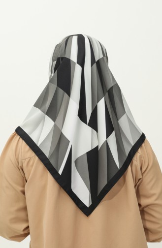 Karaca Desenli Twill Eşarp 81032-11 Siyah Bej