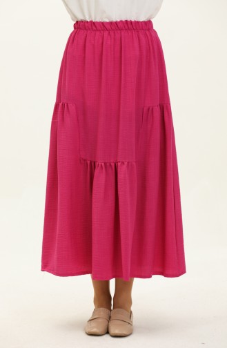Elastic waist Shirred Skirt 0144-01 Fuchsia 0144-01