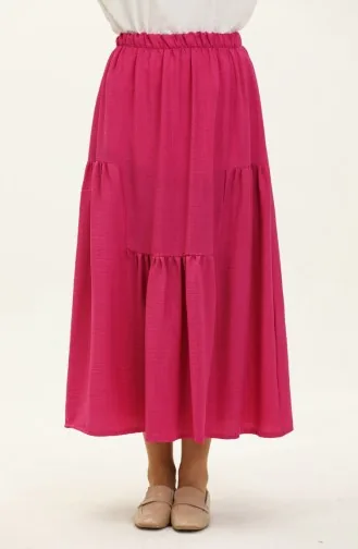Elastic waist Shirred Skirt 0144-01 Fuchsia 0144-01