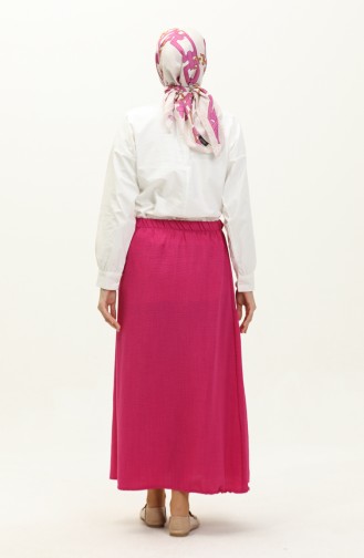 Elastic waist Shirred Skirt 0144-01 Fuchsia 0144-01