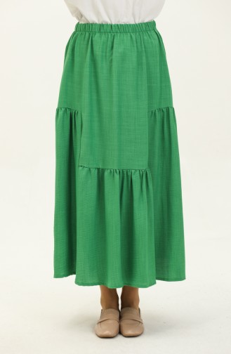 Elastic waist Shirred Skirt 0144-02 Green 0144-02