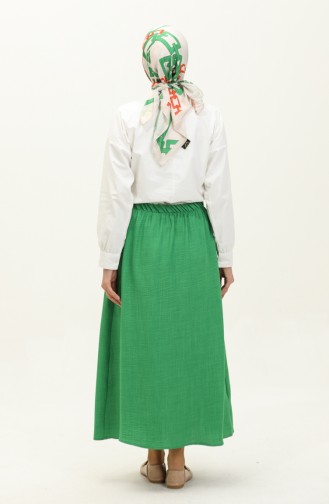 Elastic waist Shirred Skirt 0144-02 Green 0144-02