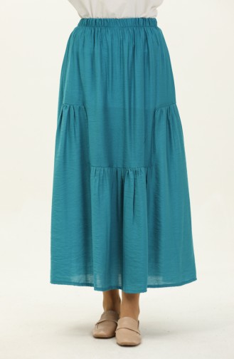 Elastic waist Shirred Skirt 0144-03 Petrol 0144-03