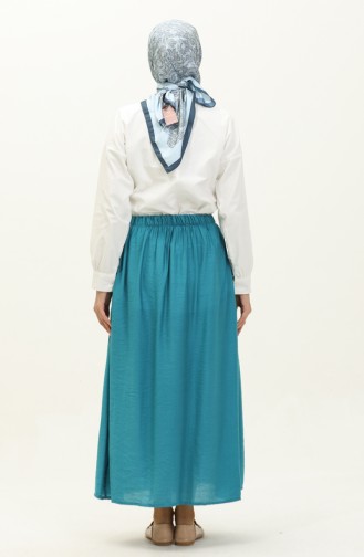 Elastic waist Shirred Skirt 0144-03 Petrol 0144-03