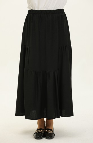 Elastic waist Shirred Skirt 0144-05 Black 0144-05