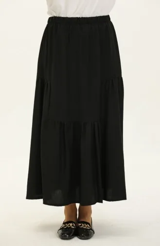 Elastic waist Shirred Skirt 0144-05 Black 0144-05