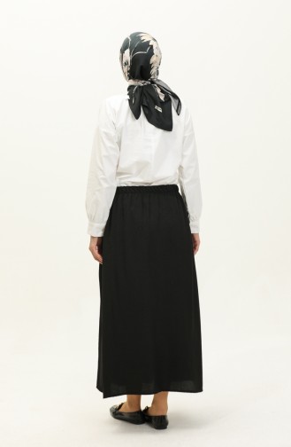 Elastic waist Shirred Skirt 0144-05 Black 0144-05