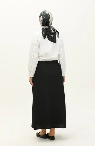 Elastic waist Shirred Skirt 0144-05 Black 0144-05