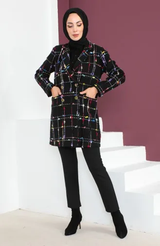 Tweed Blazer Jacket 23k8773-03 Black Claret Red 23K8773-03