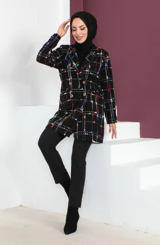 Tweed Blazer Jacket 23k8773-03 Black Claret Red 23K8773-03
