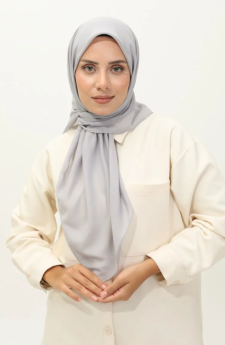 وشاح بتصميم سادة 90156-14 لون رمادي فاتح 90156-14