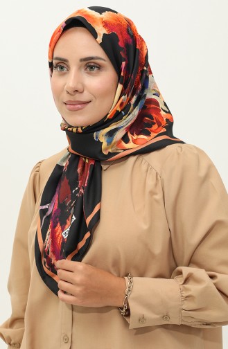 Karaca Desenli Twill Eşarp 81028-08 Siyah Bordo