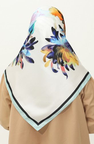 Karaca Desenli Twill Eşarp 81028-10 Su Yeşili Mor