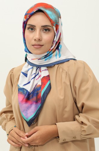 كاراجا إيشارب من التويل بتصميم مُطبع 81028-12 لون أزرق فيروزي 81028-12