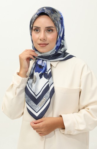 Karaca Patterned Twill Scarf 81029-03 Blue Saxe 81029-03