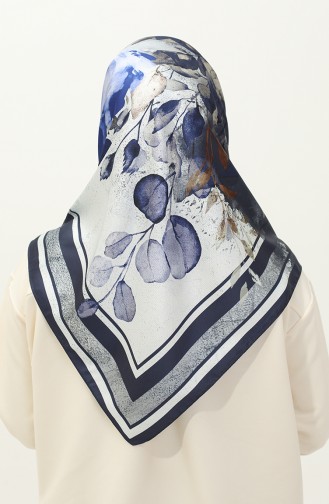 Karaca Patterned Twill Scarf 81029-03 Blue Saxe 81029-03
