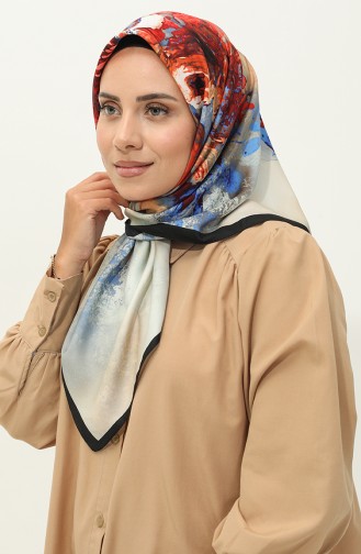 Karaca Desenli Twill Eşarp 81030-01 Siyah Kırmızı