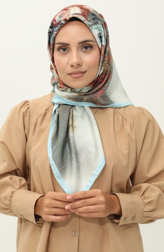 Karaca Patterned Twill Scarf 81030-02 Blue Beige 81030-02