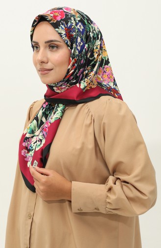 Karaca Echarpe Sergé à Motifs 81033-01 Noir Fuchsia 81033-01