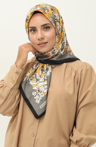 Karaca Desenli Twill Eşarp 81033-02 Siyah Sarı