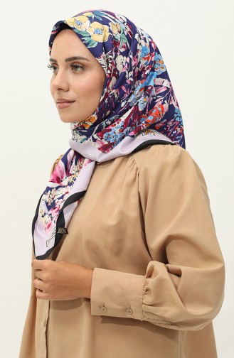 Karaca Echarpe Sergé à Motifs 81033-09 Noir Lilas 81033-09