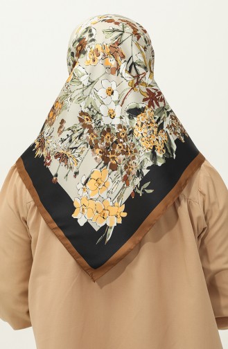 Karaca Desenli Twill Eşarp 81033-12 Kahverengi Siyah
