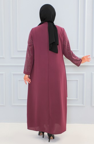 Plus Size Stone Printed Abaya 6100-02 Dusty Rose 6100-02