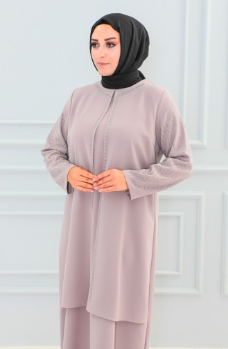 Groot Formaat Abaya Met Steenprint 6100-05 Beige 6100-05