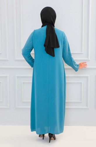 Abaya Imprimé Pierre Grande Taille 6100-06 Vert 6100-06