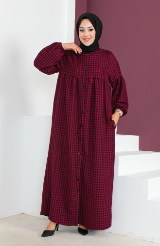 عباءة بتصميم مُطبع بنمط عتلة 23K8813-02 لون أرجواني 23K8813-02