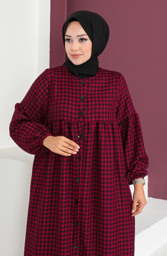 عباءة بتصميم مُطبع بنمط عتلة 23K8813-02 لون أرجواني 23K8813-02