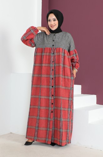 Plaid Wool Abaya 23K8837-02 Black Claret Red 23K8837-02