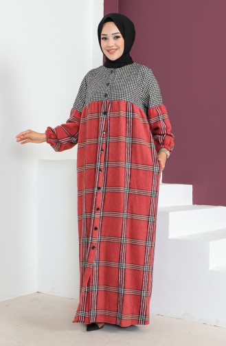 Plaid Wool Abaya 23K8837-02 Black Claret Red 23K8837-02