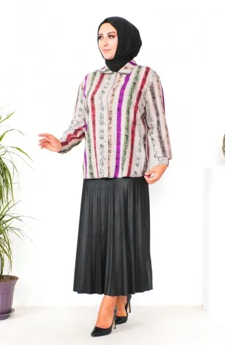 Chemise Viscose à Motifs Grande Taille 1101-01 Vison 1101-01