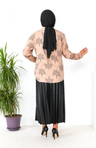 Plus Size Patterned Viscose Shirt 1106-03 Milky Coffee 1106-03