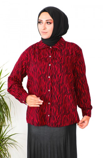 Plus Size Patterned Shirt 1109-01 Red 1109-01