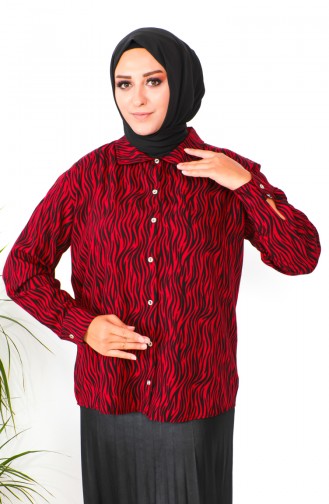 Plus Size Patterned Shirt 1109-01 Red 1109-01