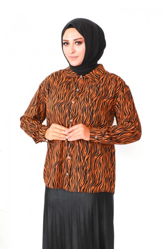 Groot Formaat Viscose Overhemd Met Patroon 1109-03 Tan 1109-03