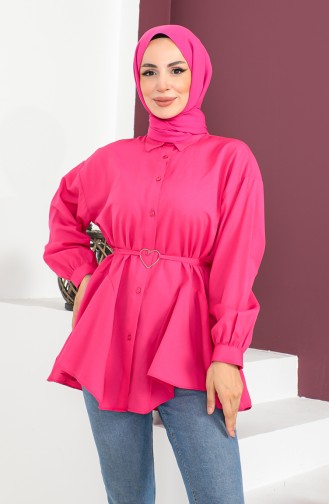 Chemise A Ceinture 0001-01 Fuchsia 0001-01