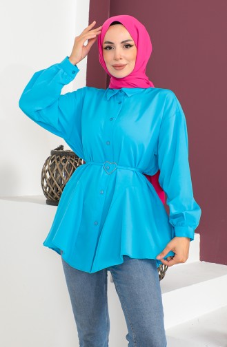 Belted Shirt 0001-07 Turquoise 0001-07