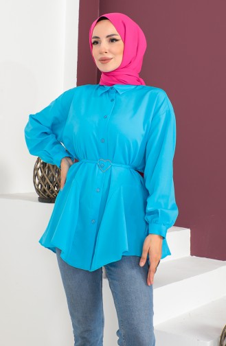 Belted Shirt 0001-07 Turquoise 0001-07