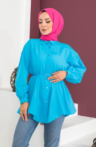 Belted Shirt 0001-07 Turquoise 0001-07