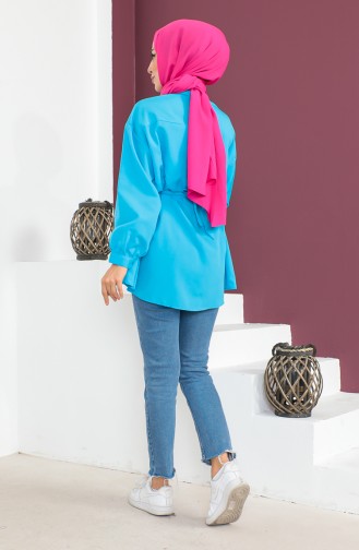 Belted Shirt 0001-07 Turquoise 0001-07