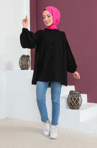 Robalı Düğmeli Gömlek 0002-03 Siyah