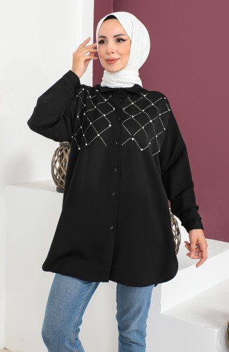 Taşlı Gömlek 0003-01 Siyah