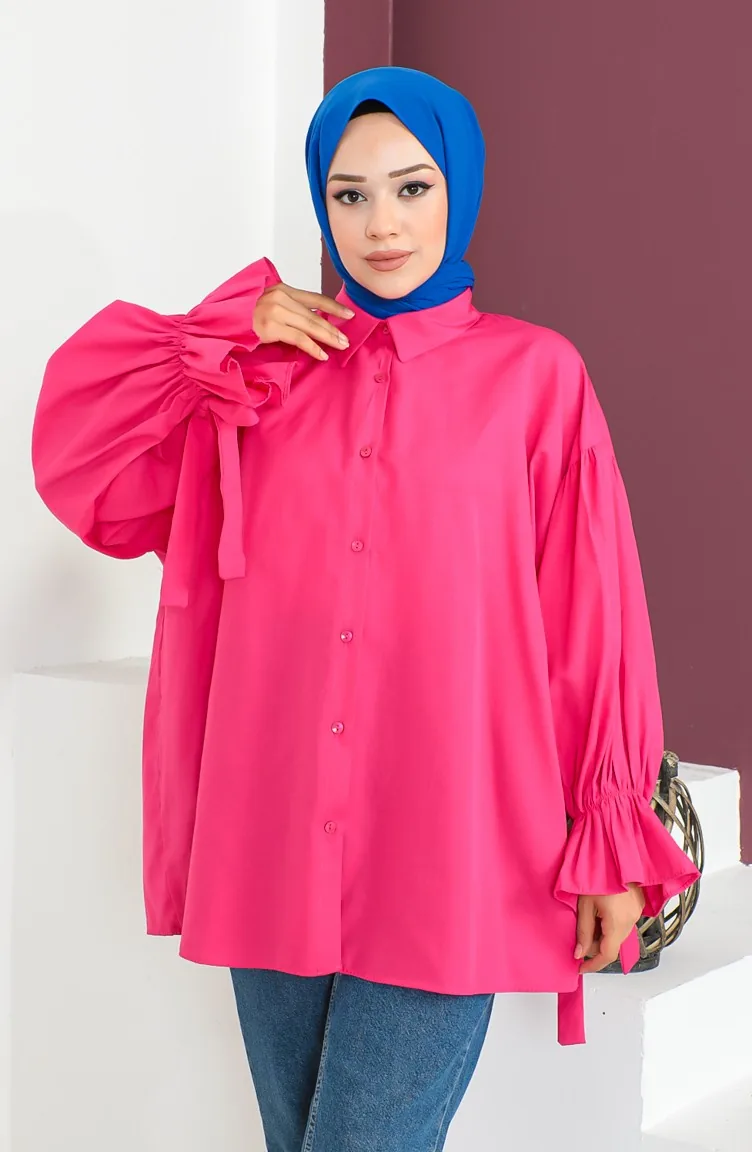 Tie Sleeve Shirt 0004-02 Fuchsia 0004-02