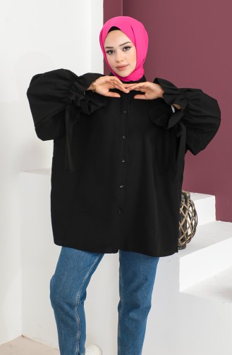 Kolları Bağlamalı Gömlek 0004-03 Siyah