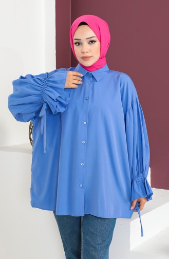 Chemise Manches Nouées 0004-04 Bleu 0004-04