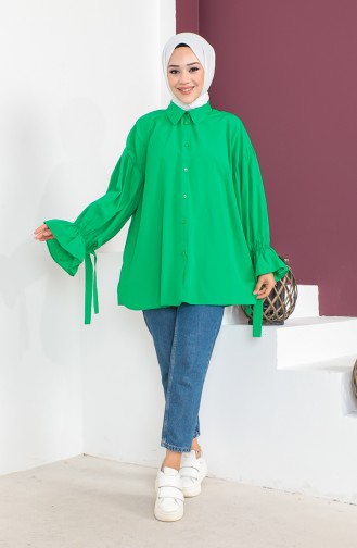 Chemise A Manches Nouées 0004-05 Vert Emeraude 0004-05