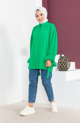 Chemise A Manches Nouées 0004-05 Vert Emeraude 0004-05